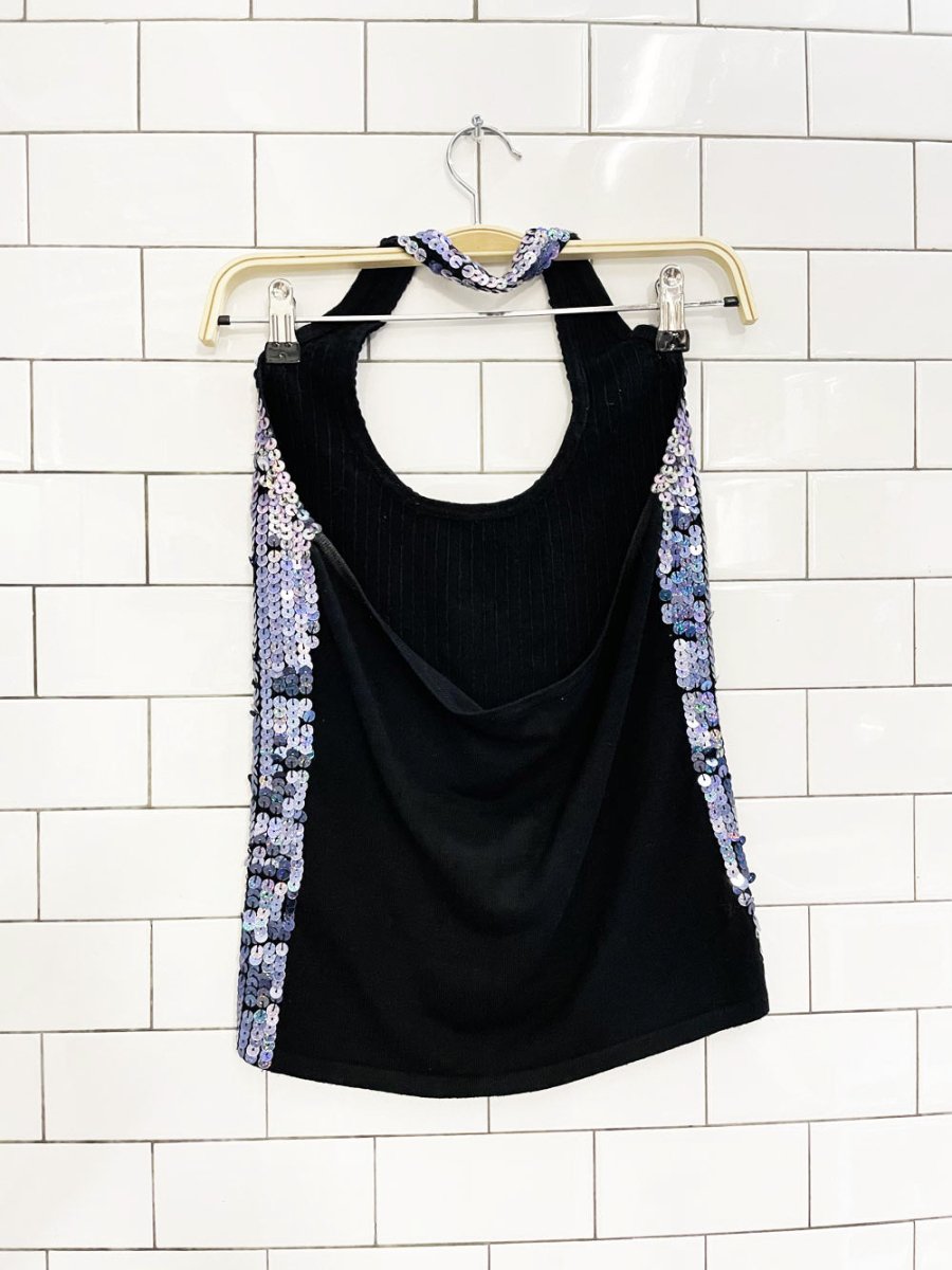 y2k smart set sequin knit halter top - good market thrift store