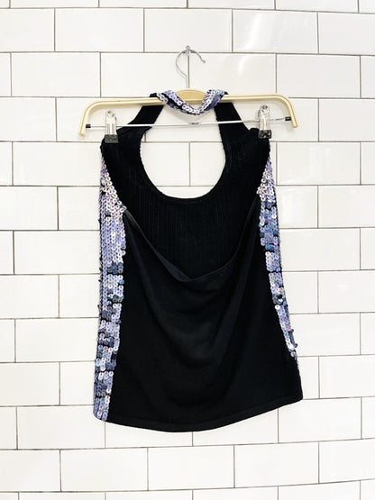 y2k smart set sequin knit halter top - good market thrift store