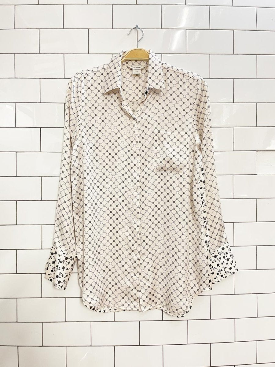 club monaco floral + diamond web satin shirt - good market thrift store