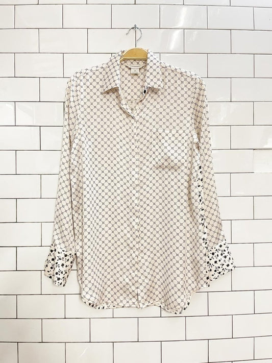 club monaco floral + diamond web satin shirt - good market thrift store