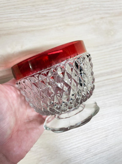 vintage 70s indiana glass depression sugar bowl + creamer set w plate - good market thrift store