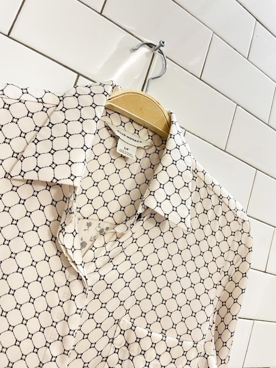 club monaco floral + diamond web satin shirt - good market thrift store