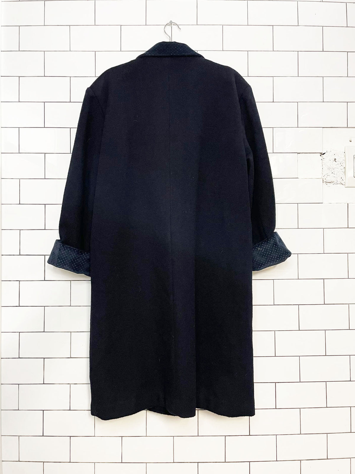 vintage david benjamin 100% wool velvet collar double breasted coat
