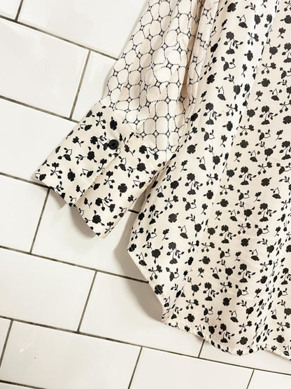 club monaco floral + diamond web satin shirt - good market thrift store