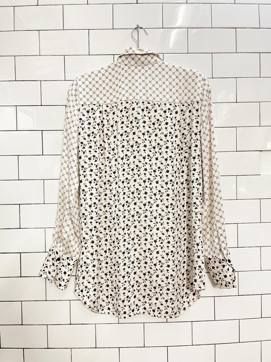 club monaco floral + diamond web satin shirt - good market thrift store