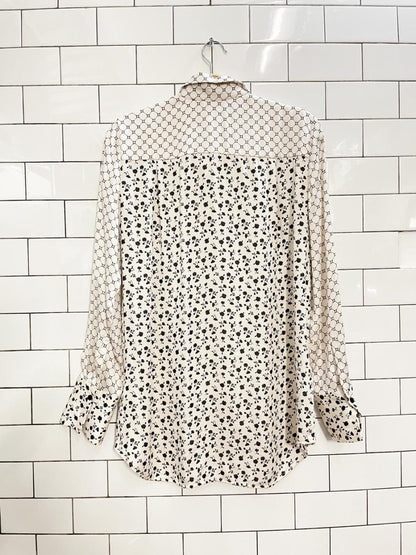 club monaco floral + diamond web satin shirt - good market thrift store