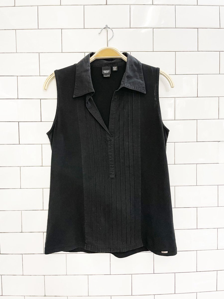 vintage 00s esprit collared sleeveless shirt - good market thrift store