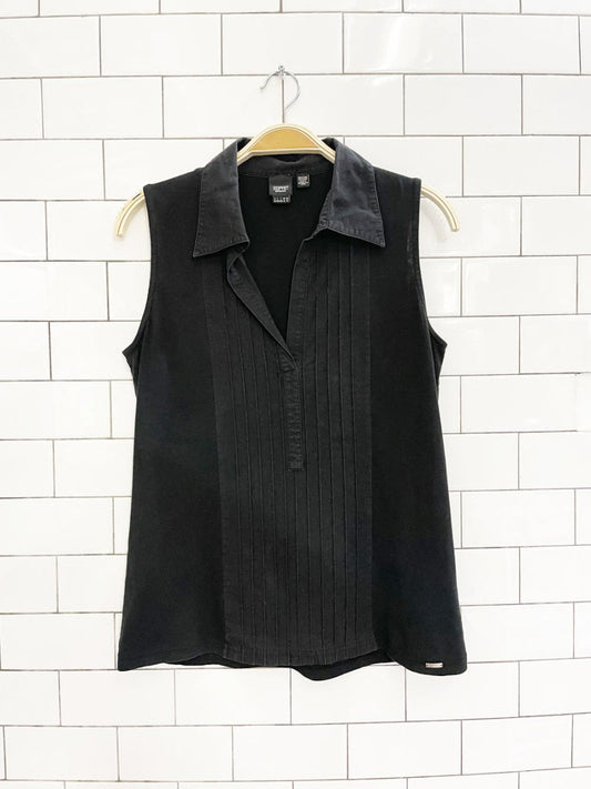 vintage 00s esprit collared sleeveless shirt - good market thrift store