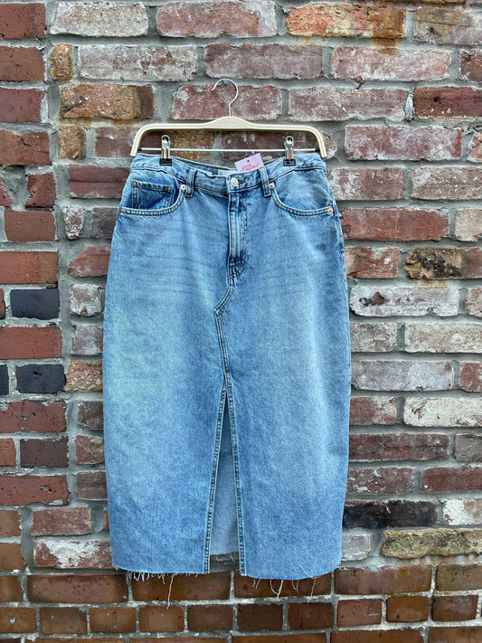 mango anais denim midi skirt