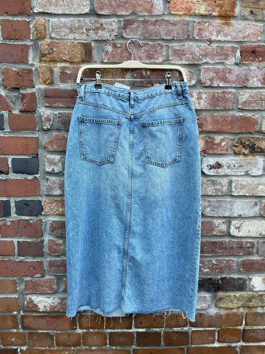 mango anais denim midi skirt