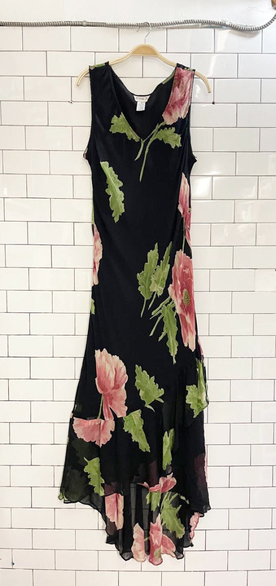 vintage 00s jessica floral chiffon maxi dress - good market thrift store