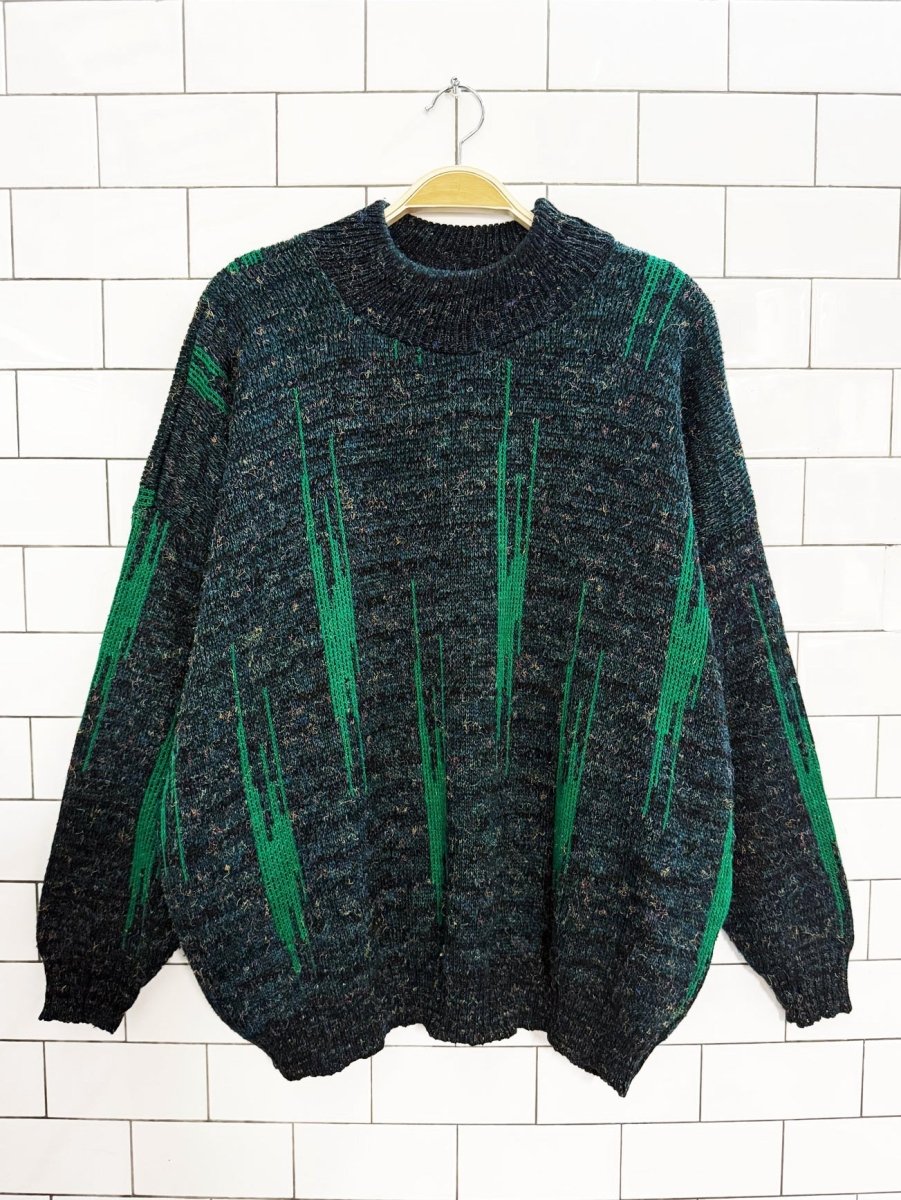 vintage asphalt abstract knit dad sweater - good market thrift store