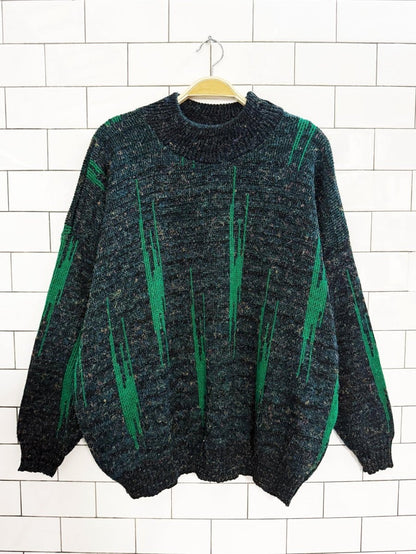 vintage asphalt abstract knit dad sweater - good market thrift store