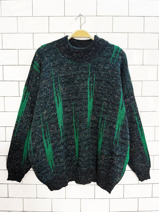 vintage asphalt abstract knit dad sweater - good market thrift store