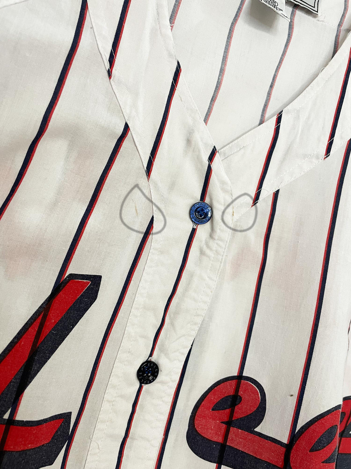 vintage 90s esleep baseball stripe full button lightweight night shirt