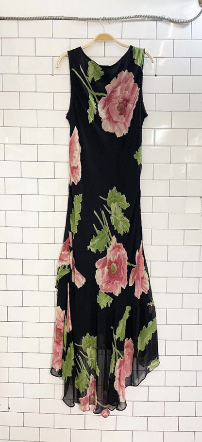 vintage 00s jessica floral chiffon maxi dress - good market thrift store