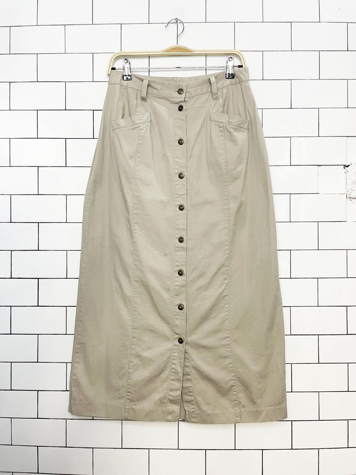 vintage 90s together! country pleated back full button maxi skirt