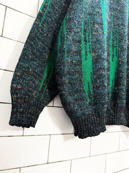 vintage asphalt abstract knit dad sweater - good market thrift store