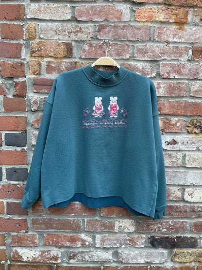 vintage lady footlocker happiness bunnies crop sweatshirt