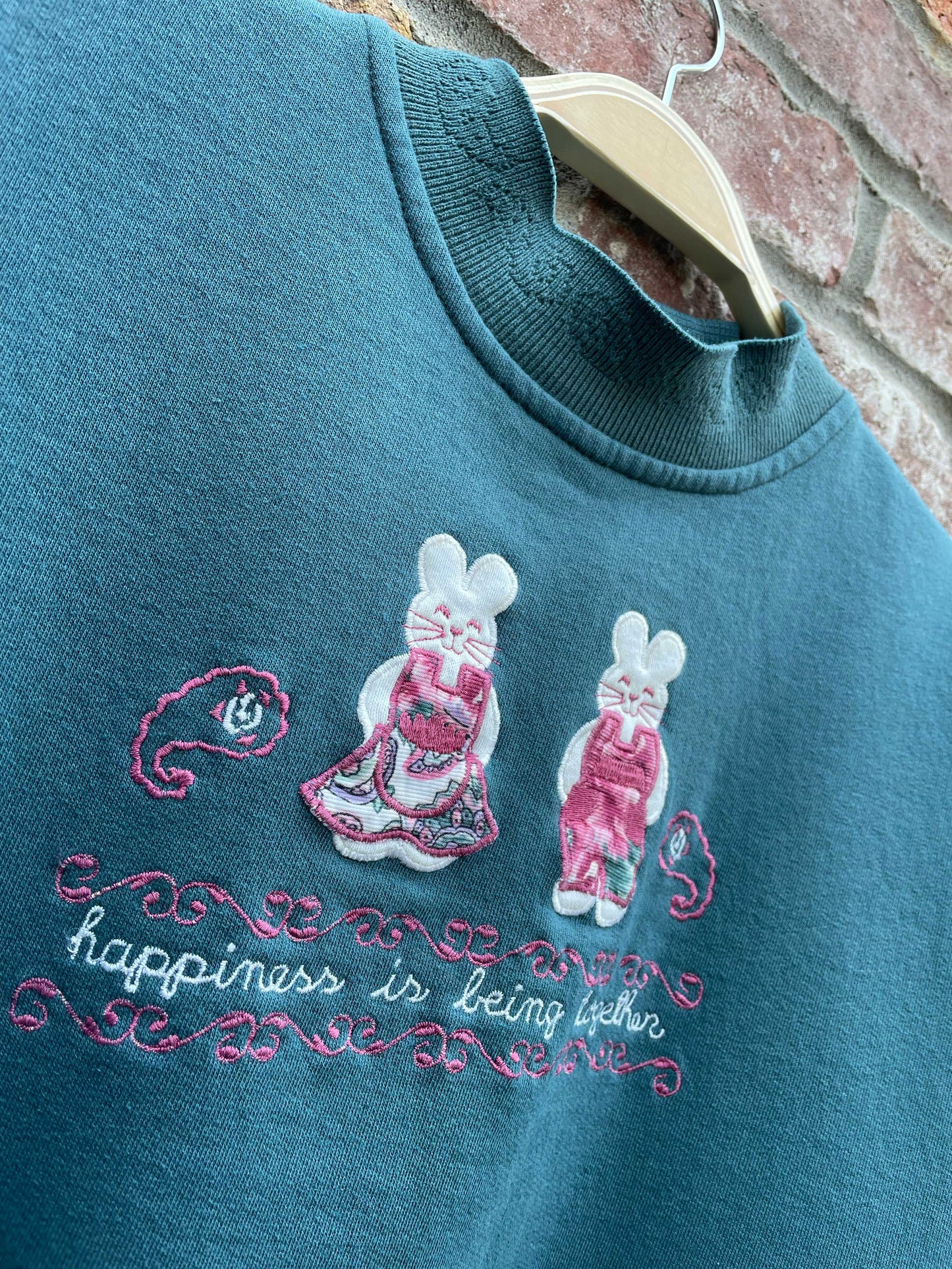 vintage lady footlocker happiness bunnies crop sweatshirt