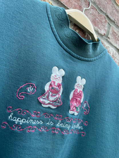 vintage lady footlocker happiness bunnies crop sweatshirt