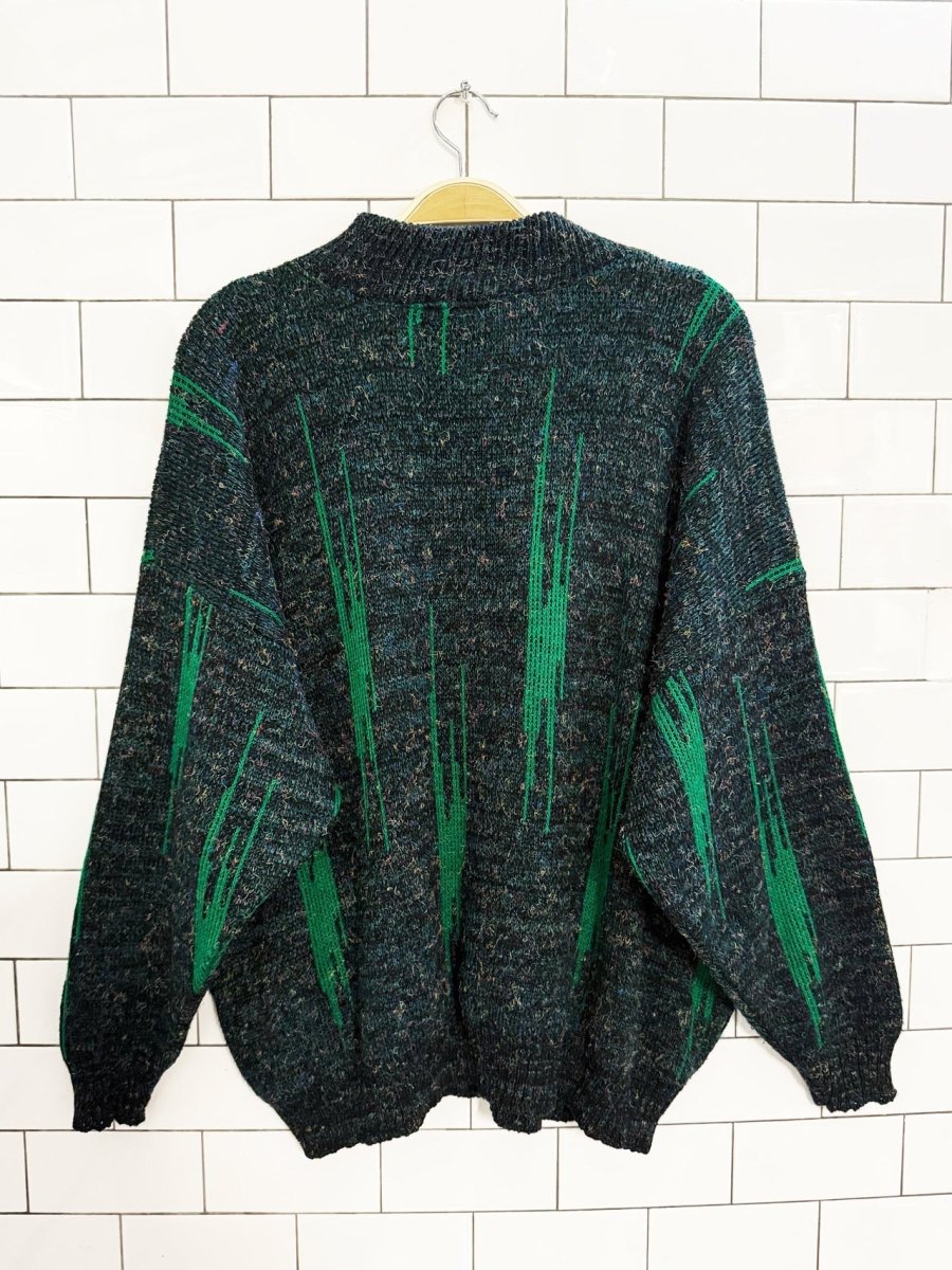 vintage asphalt abstract knit dad sweater - good market thrift store