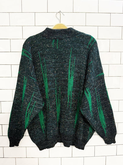 vintage asphalt abstract knit dad sweater - good market thrift store