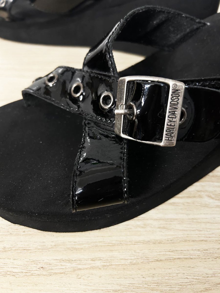 vintage 00s harley davidson foam wedge slides - good market thrift store