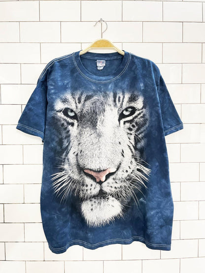 vintage 90s the mountain white tiger tie dye tee | jerzees - good market thrift store