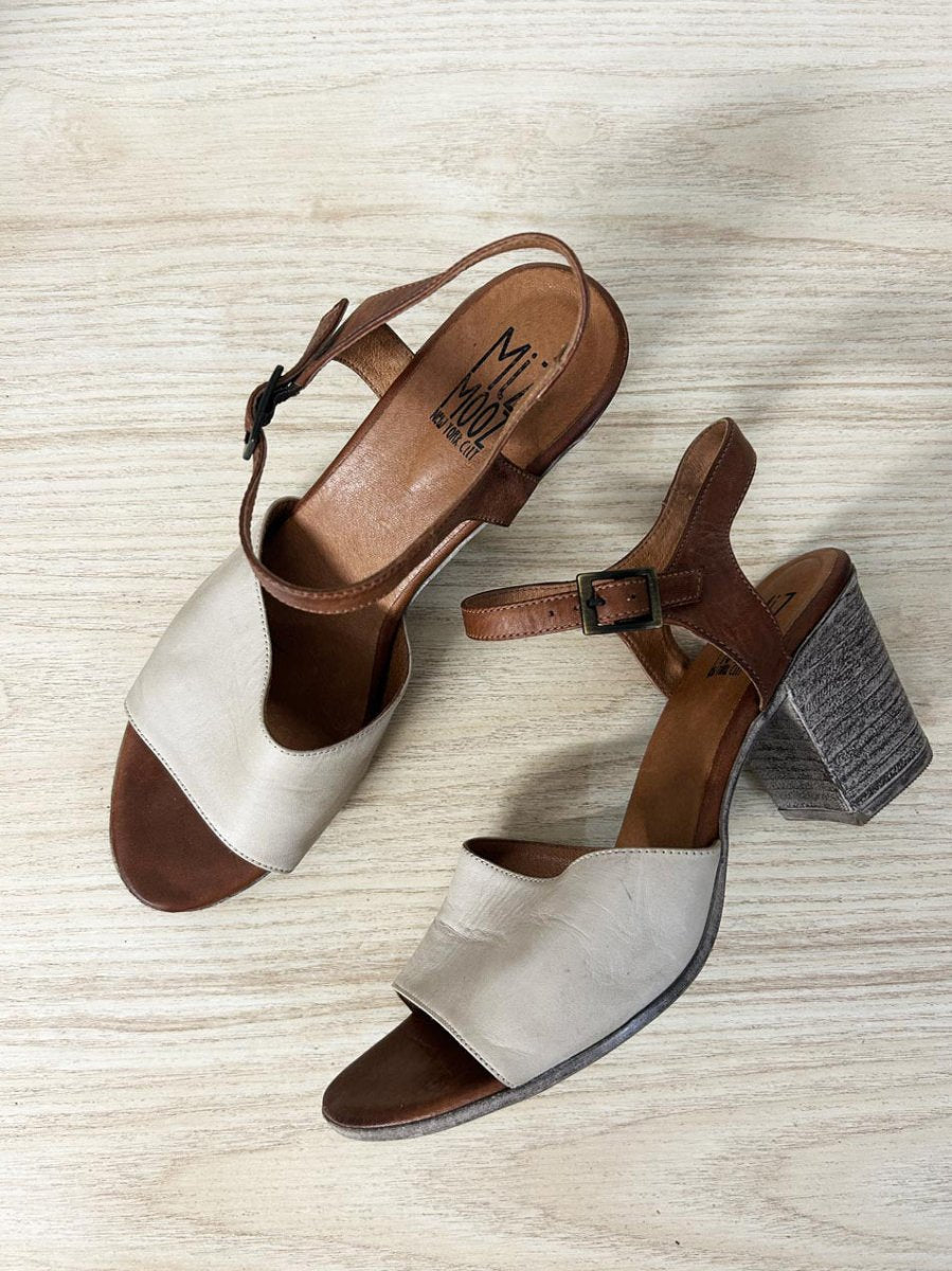 miz mooz aliyah leather ankle strap heeled sandal - good market thrift store