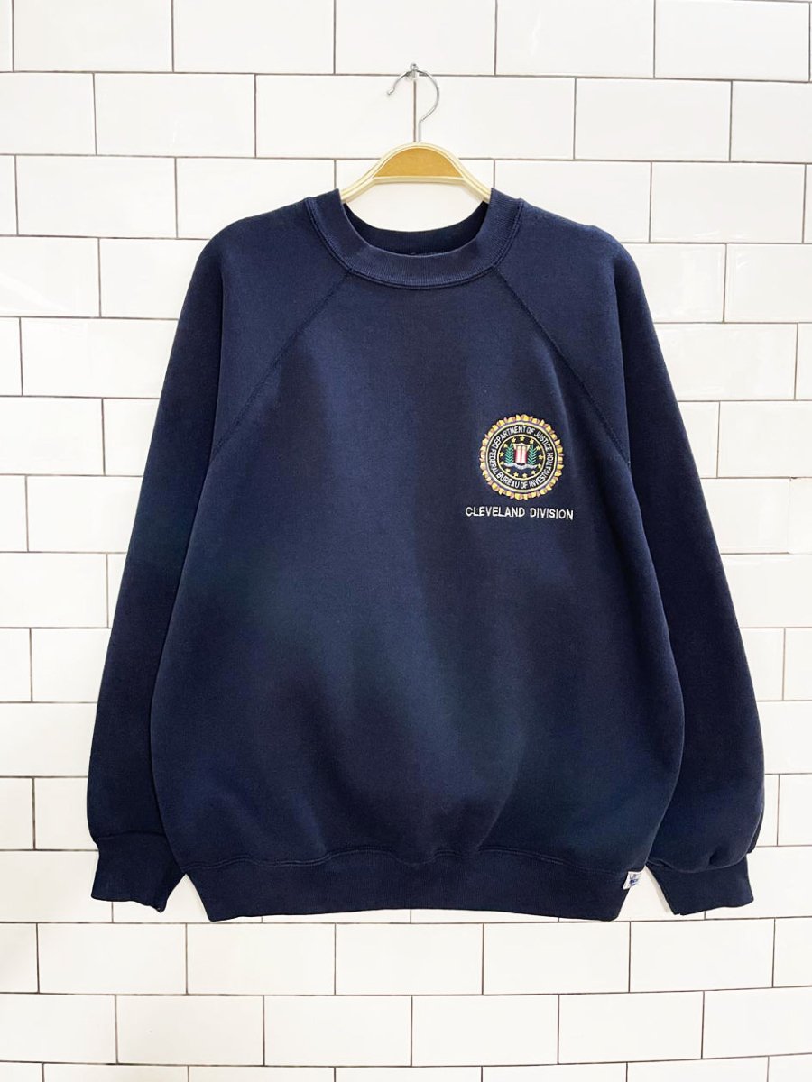 vintage 80s FBI crested raglan sweatshirt | discus athletic - good market thrift store