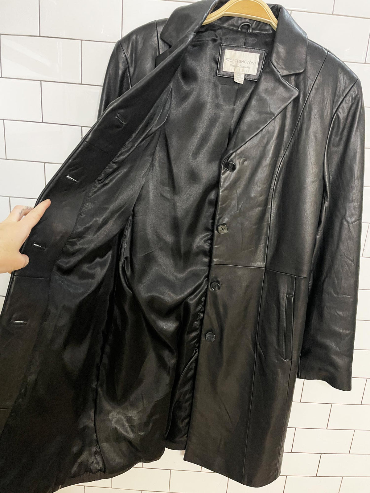 vintage 00s worthington butter leather long jacket | lambskin