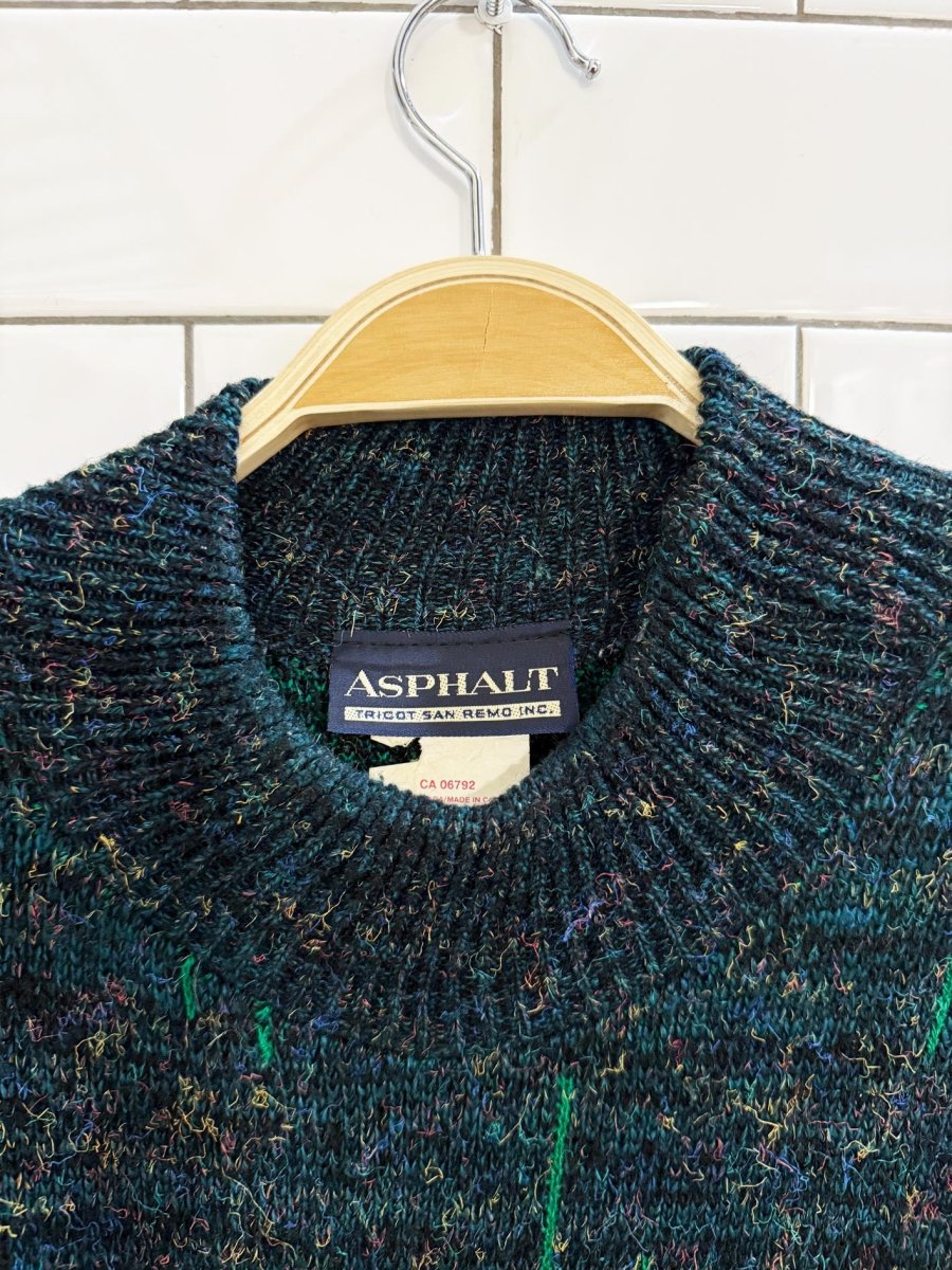 vintage asphalt abstract knit dad sweater - good market thrift store