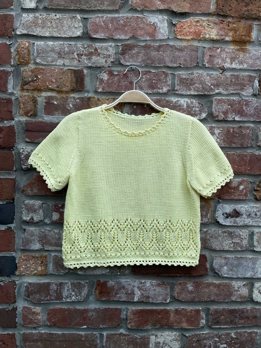 vintage handmade yellow ss knit crew