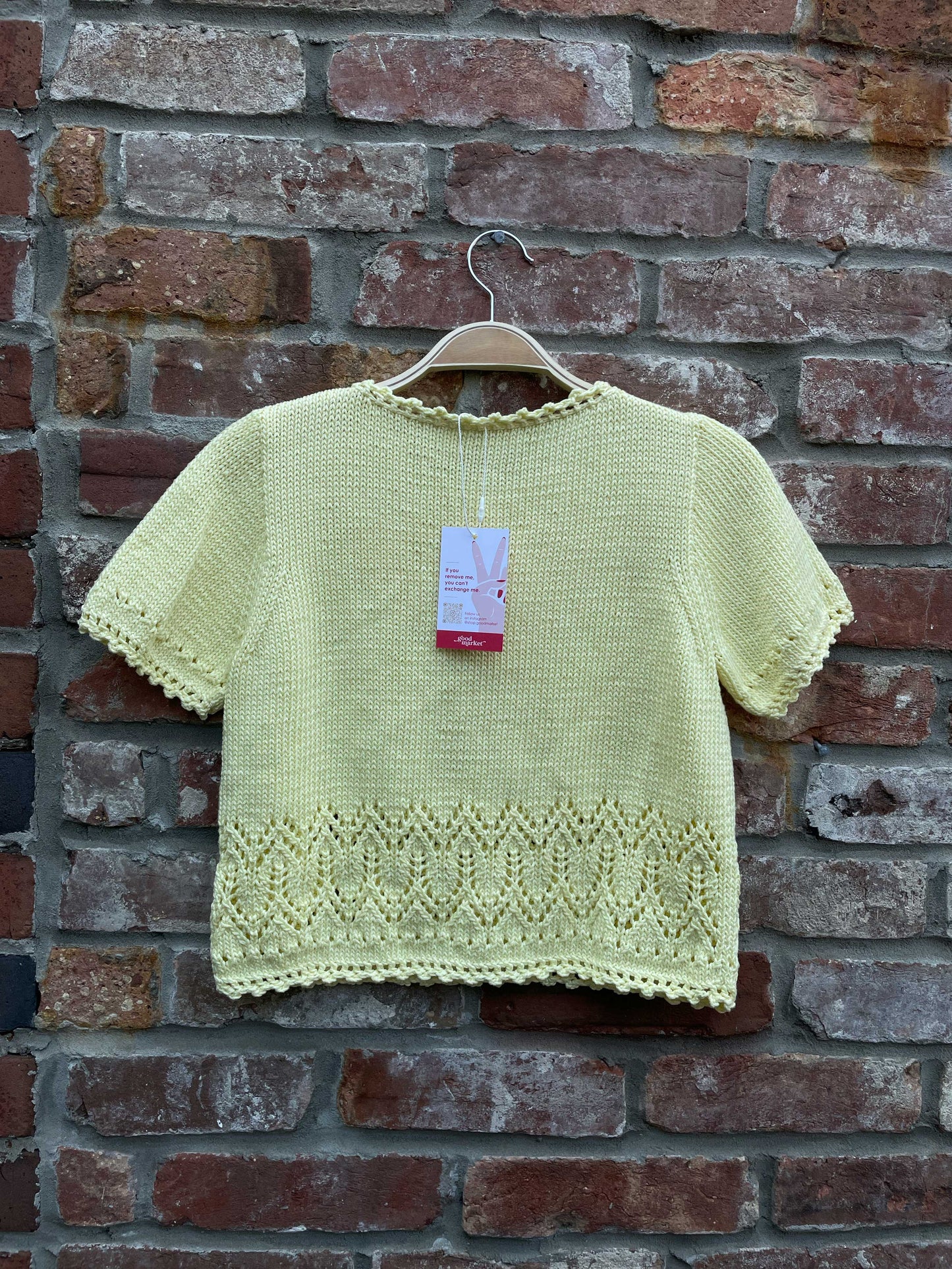 vintage handmade yellow ss knit crew