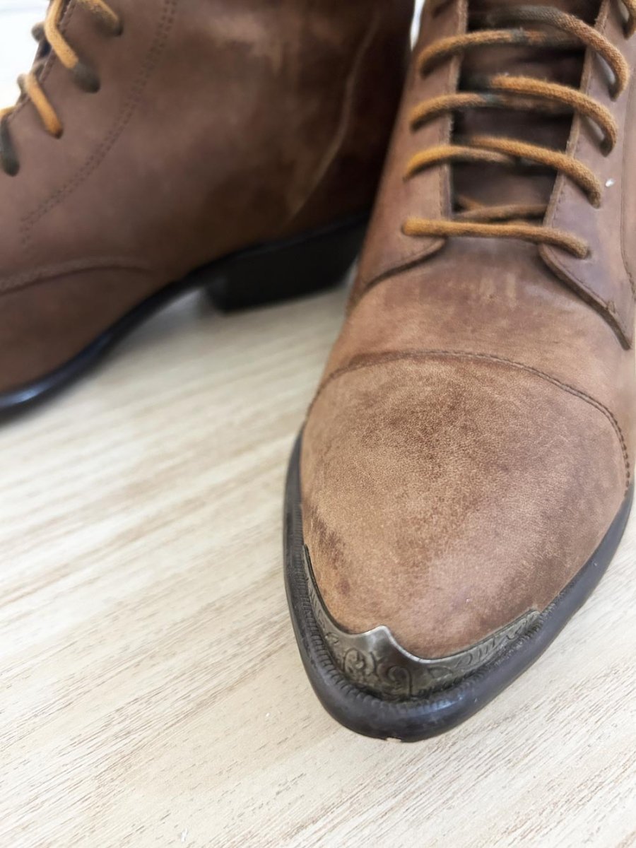 acme cuban heel lace up granny boot - good market thrift store