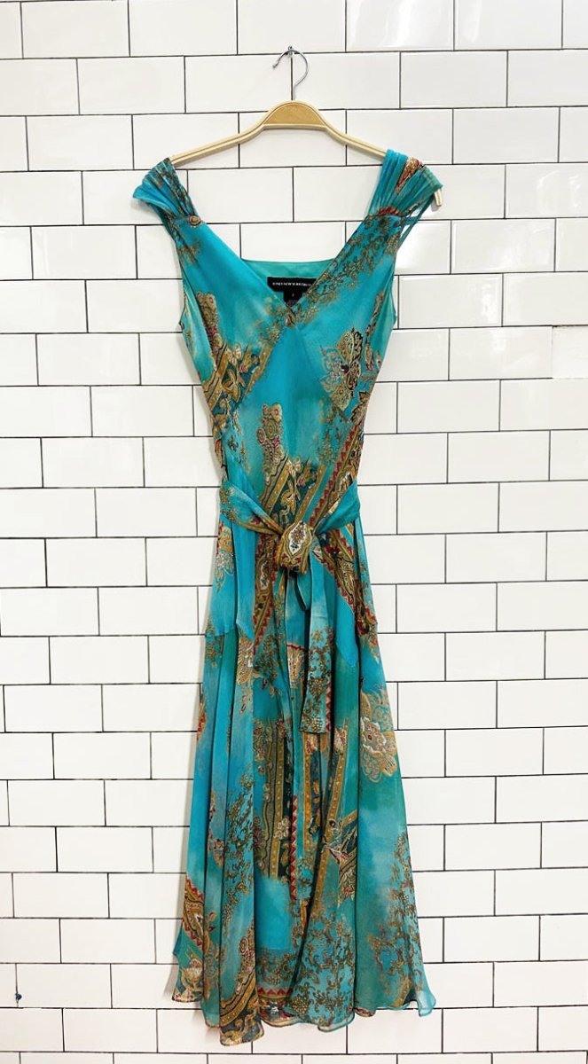 vintage 00s jones new york 100% silk chiffon midi dress - good market thrift store
