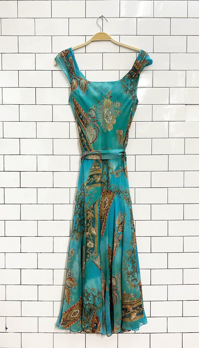 vintage 00s jones new york 100% silk chiffon midi dress - good market thrift store