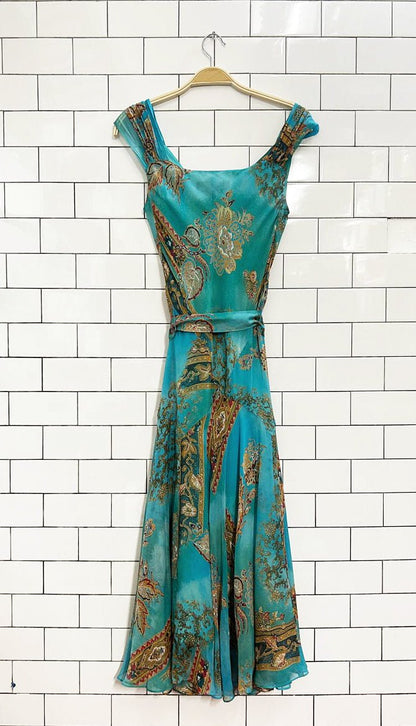 vintage 00s jones new york 100% silk chiffon midi dress - good market thrift store