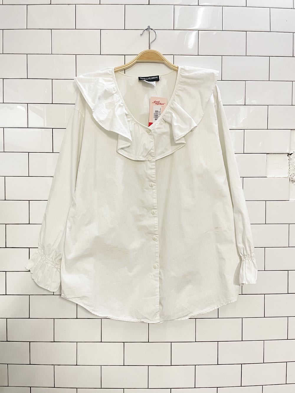 vintage 90s satellite drive big collar blouse - good market thrift store