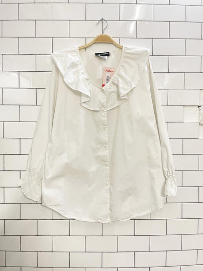 vintage 90s satellite drive big collar blouse - good market thrift store