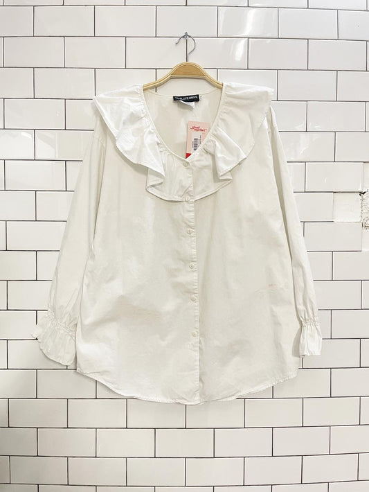 vintage 90s satellite drive big collar blouse - good market thrift store