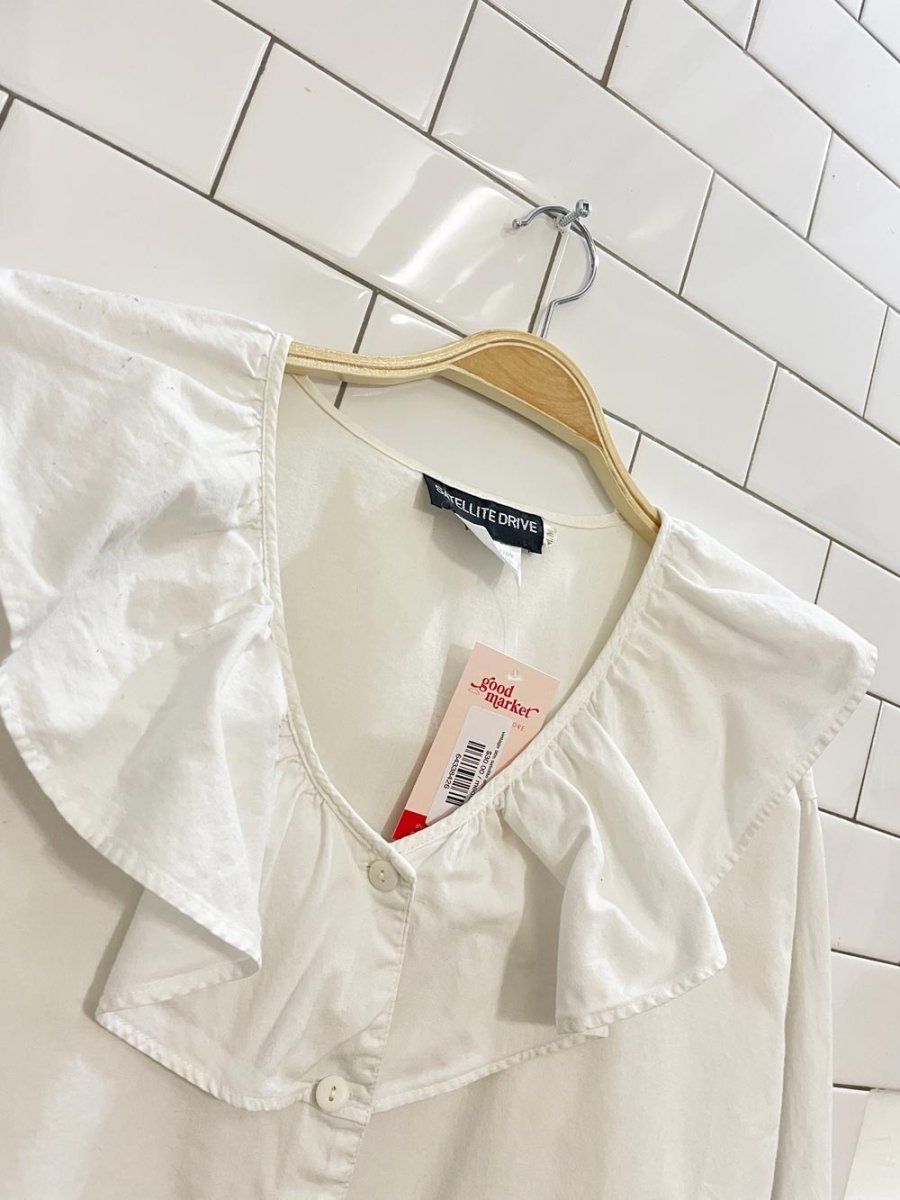 vintage 90s satellite drive big collar blouse - good market thrift store