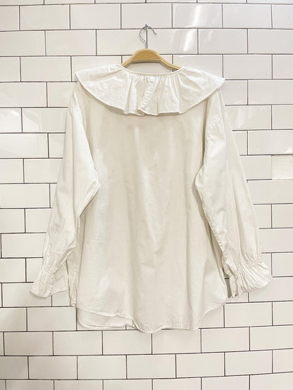 vintage 90s satellite drive big collar blouse - good market thrift store