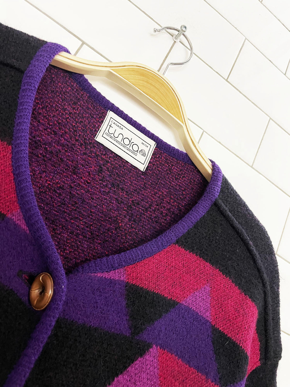 vintage tundra 100% wool southwestern knit cardigan jacket | made in Canada