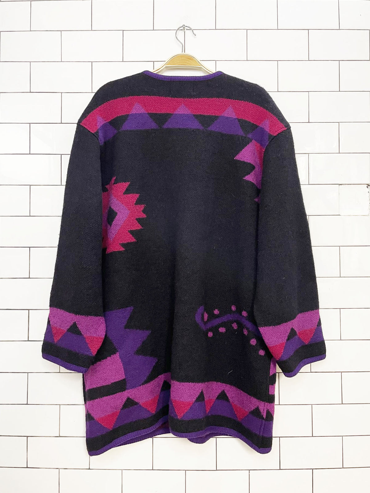 vintage tundra 100% wool southwestern knit cardigan jacket | made in Canada