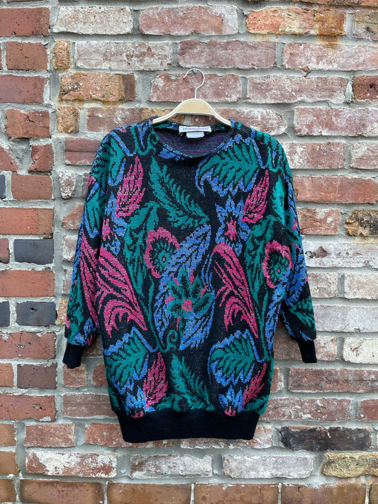 vintage 80s sportlight metallic knit sweater