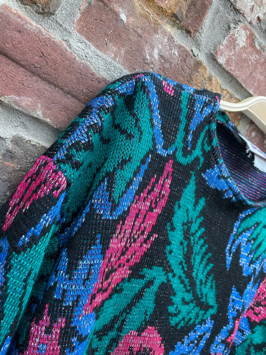 vintage 80s sportlight metallic knit sweater