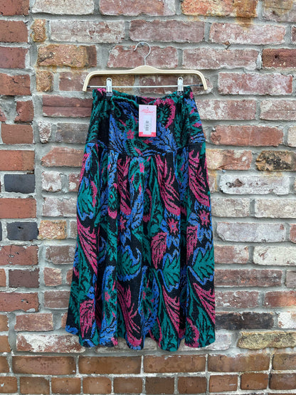 vintage 80s sportlight metallic knit midi skirt