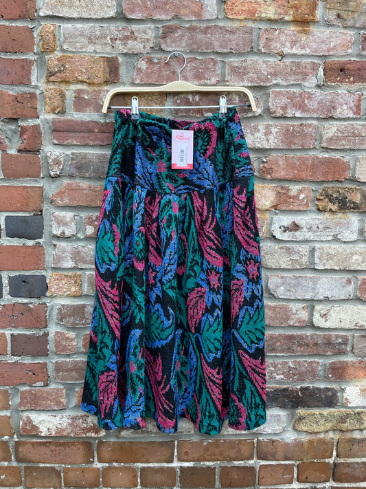 vintage 80s sportlight metallic knit midi skirt